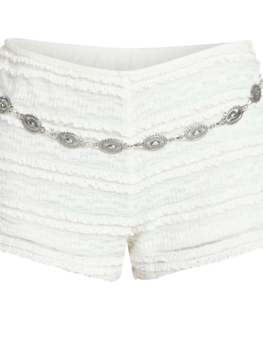 No Boundaries Womens White Bloomer Shorts Size M (8-10) Silver Belt NWT
